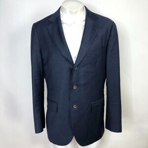 SuitSupply EUR 50 Wool Blend Three Button Blazer Sport Coat Jacket Blue PLS READ